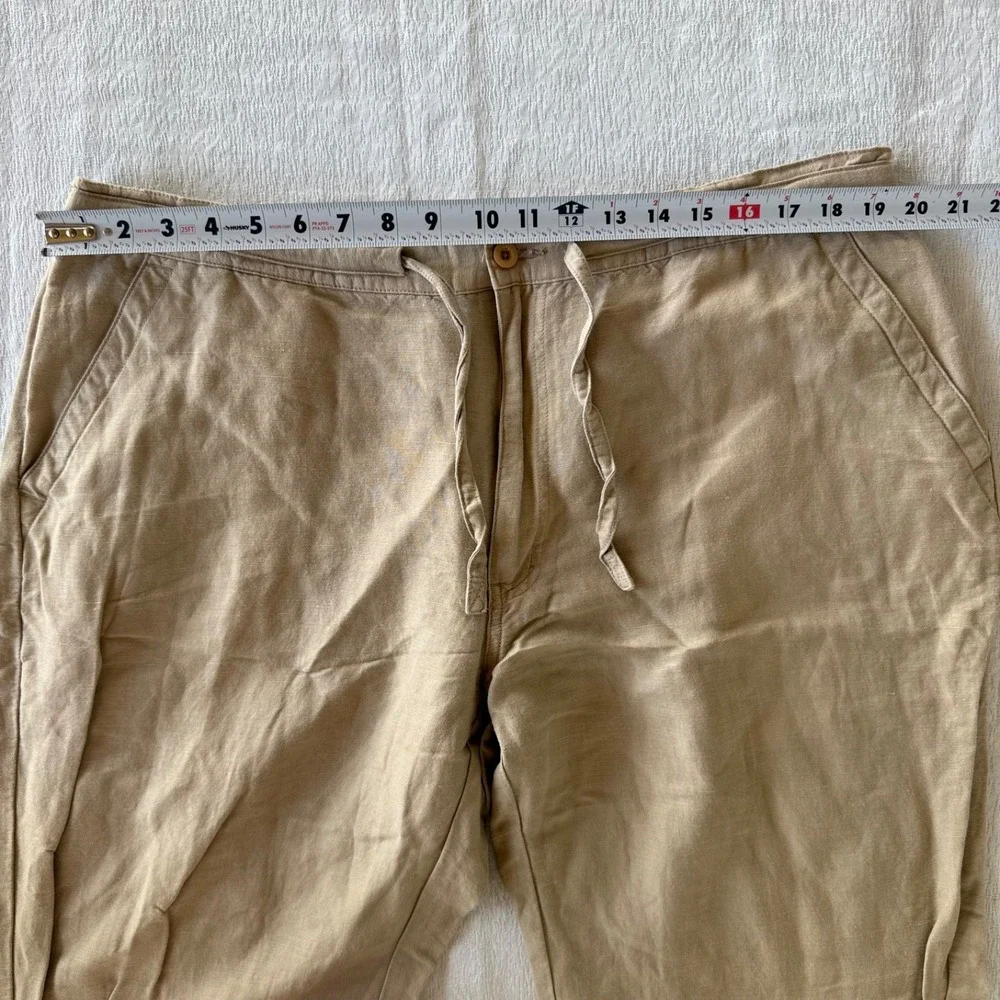 Cubavera Linen Blend‎ Drawstring Pants Relaxed Beige Men Size XL Tall Coastal